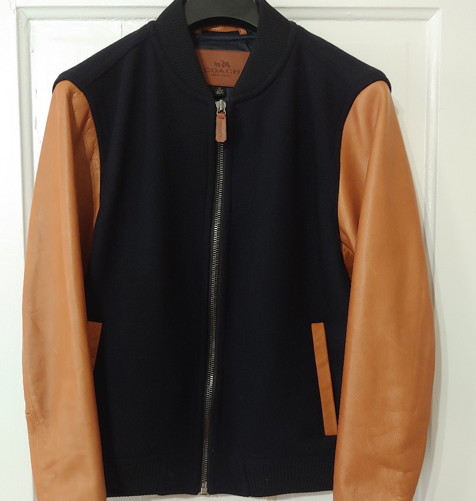 NWT Men's Coach Leather Sleeved Baseball Jacket